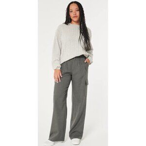 Hollister Cargo Wide Leg Trouser Pants Womens XL Gray High Rise Work Corpcore